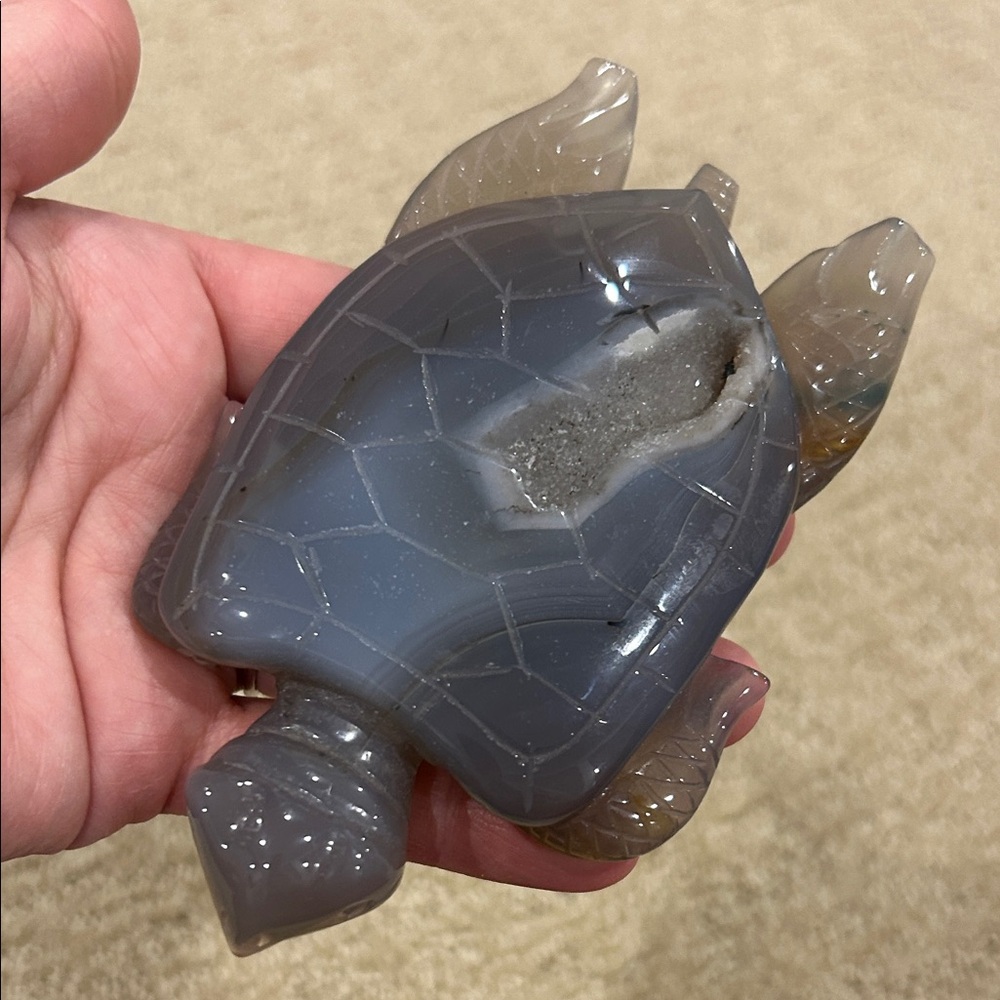 Agate Turtle Figurine with mild druzy